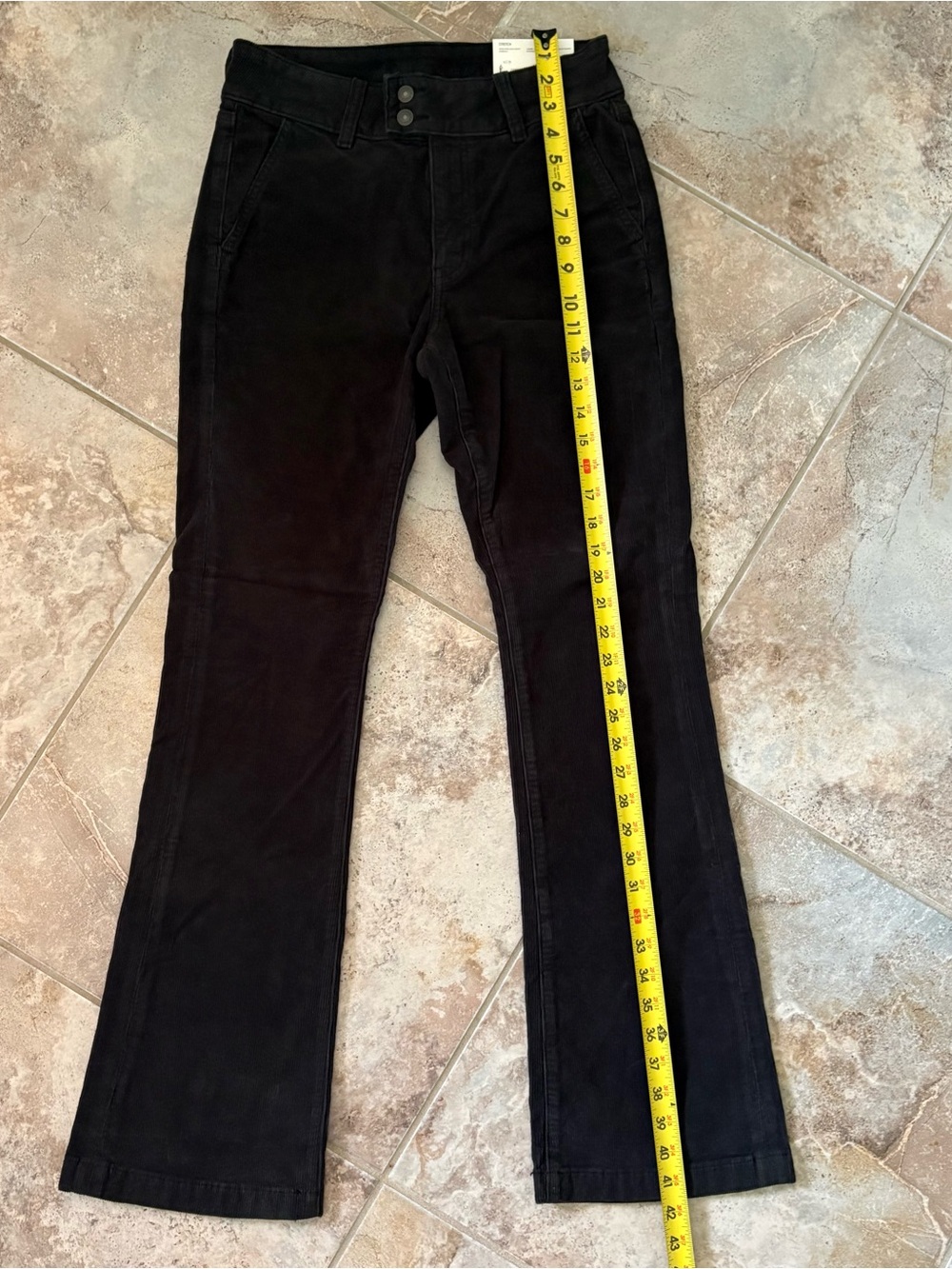 American Eagle Black Corduroy Flare Pants High Rise Size 6 Stretch Retro NWT - Picture 11 of 11
